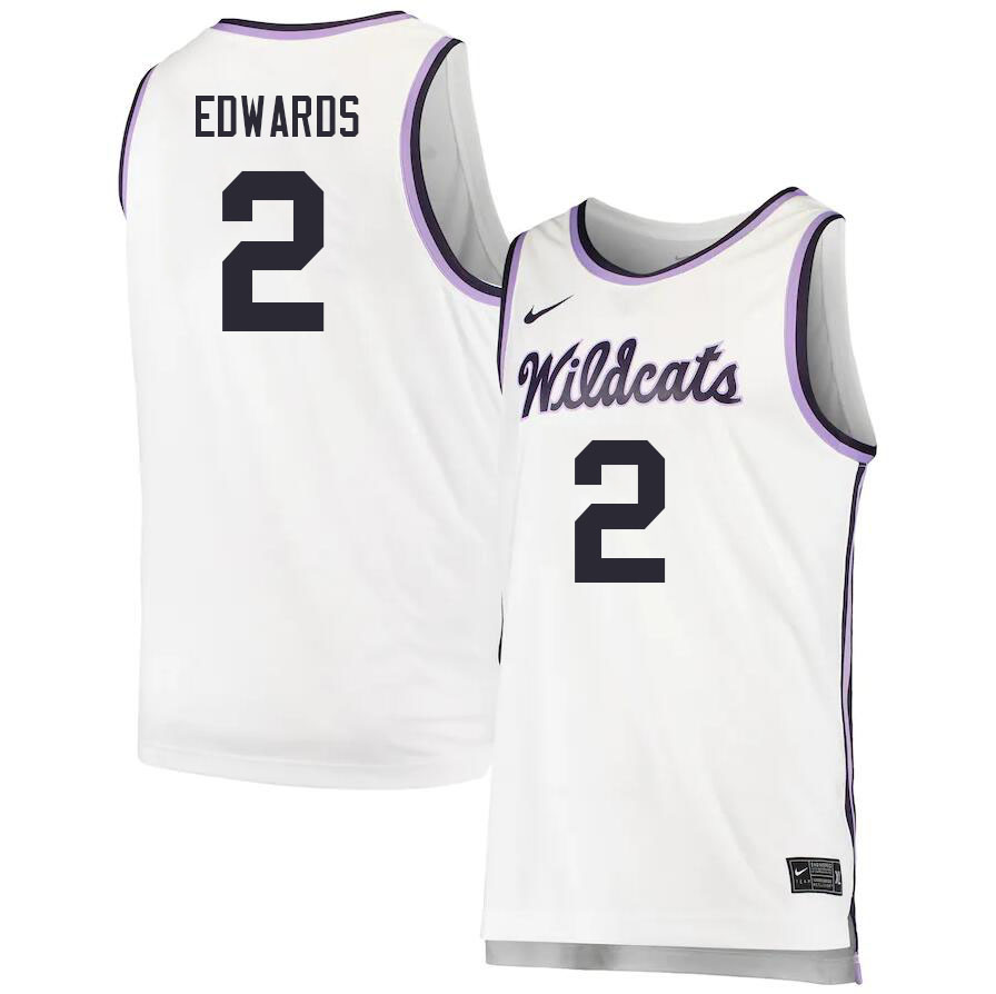 Men #2 Maximus Edwards Kansas State Wildcats College Basketball Jerseys Sale-White